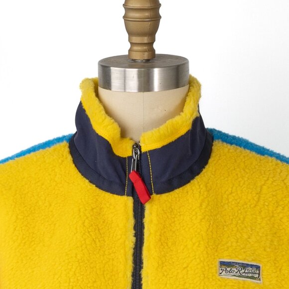 RALPH LAUREN COLORBLOCK HI-PILE SHERPA FLEECE FULL-ZIP HYBRID SIZE MEDIUM - Picture 7 of 11